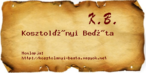 Kosztolányi Beáta névjegykártya
